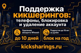 Поддержка кикшерингов: телефоны, блокировка и удаление аккаунта
