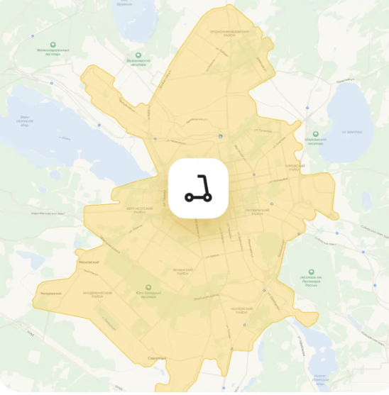 зона аренды самоката в Екатеринбурге